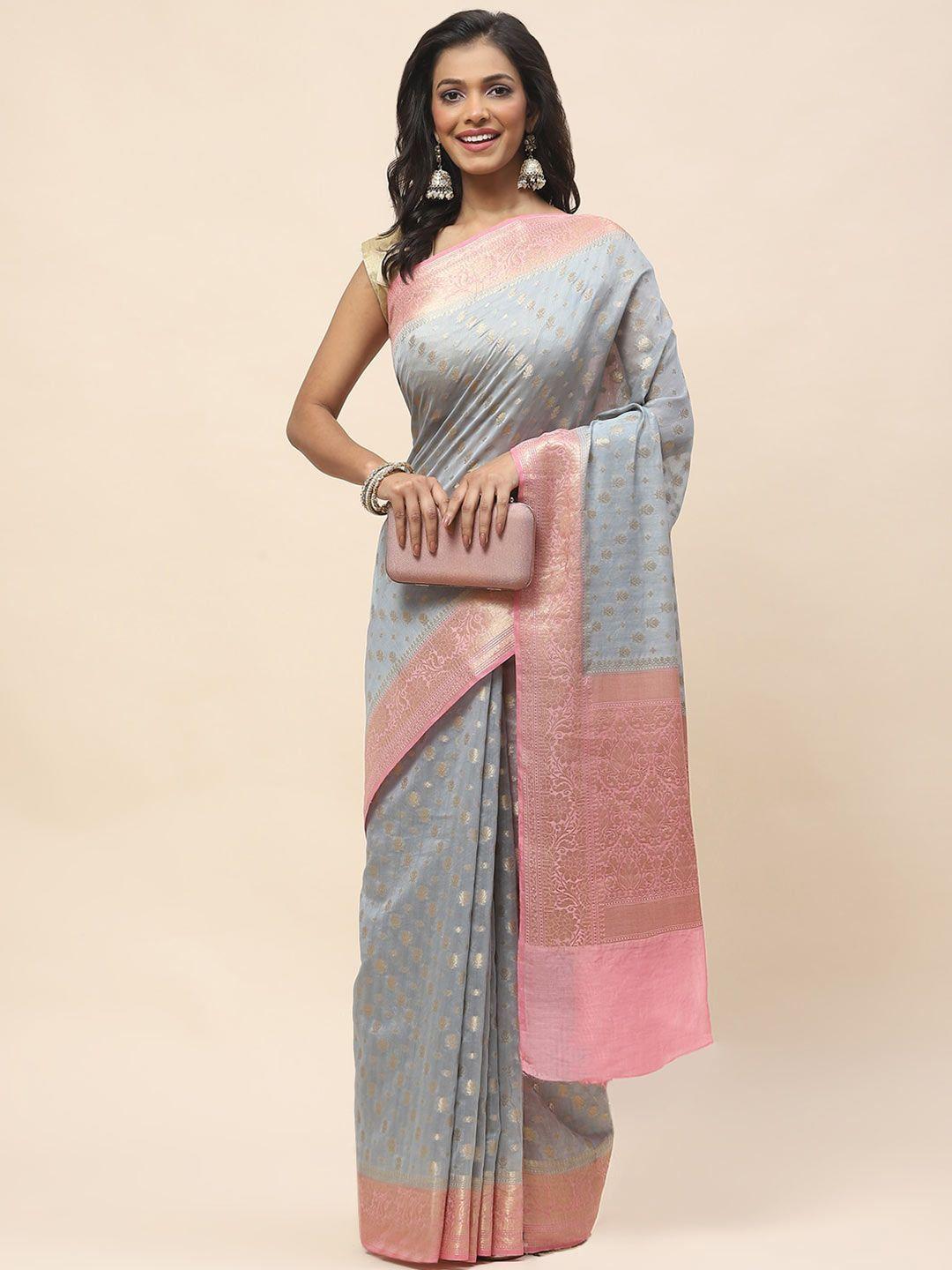 meena bazaar ethnic motifs woven design zari saree