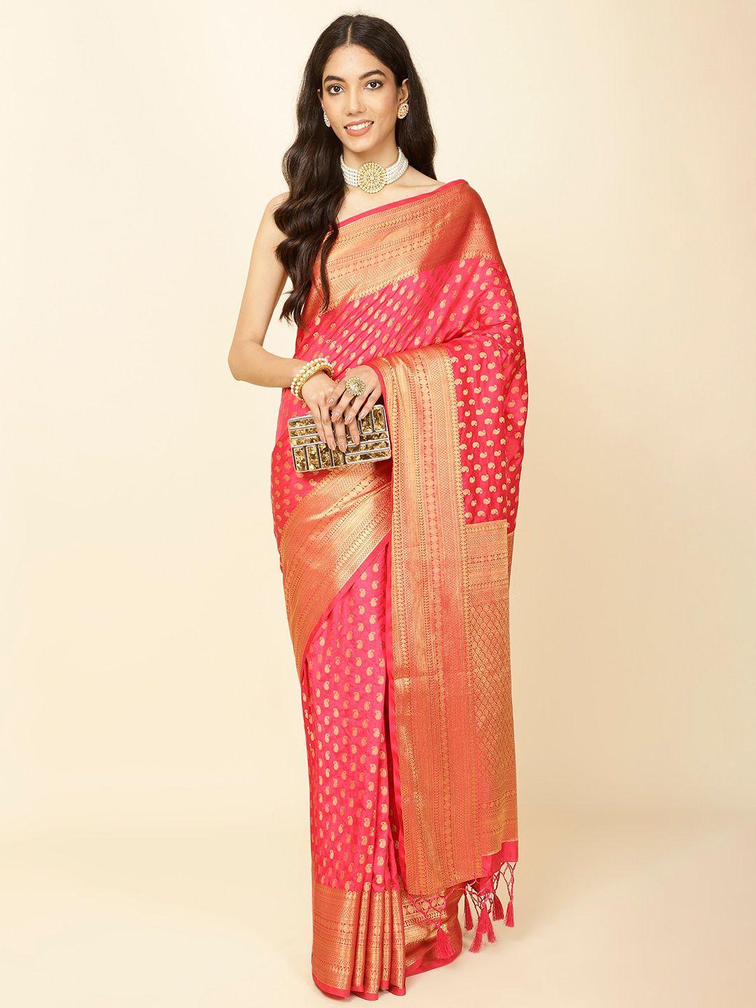 meena bazaar ethnic motifs woven design zari saree