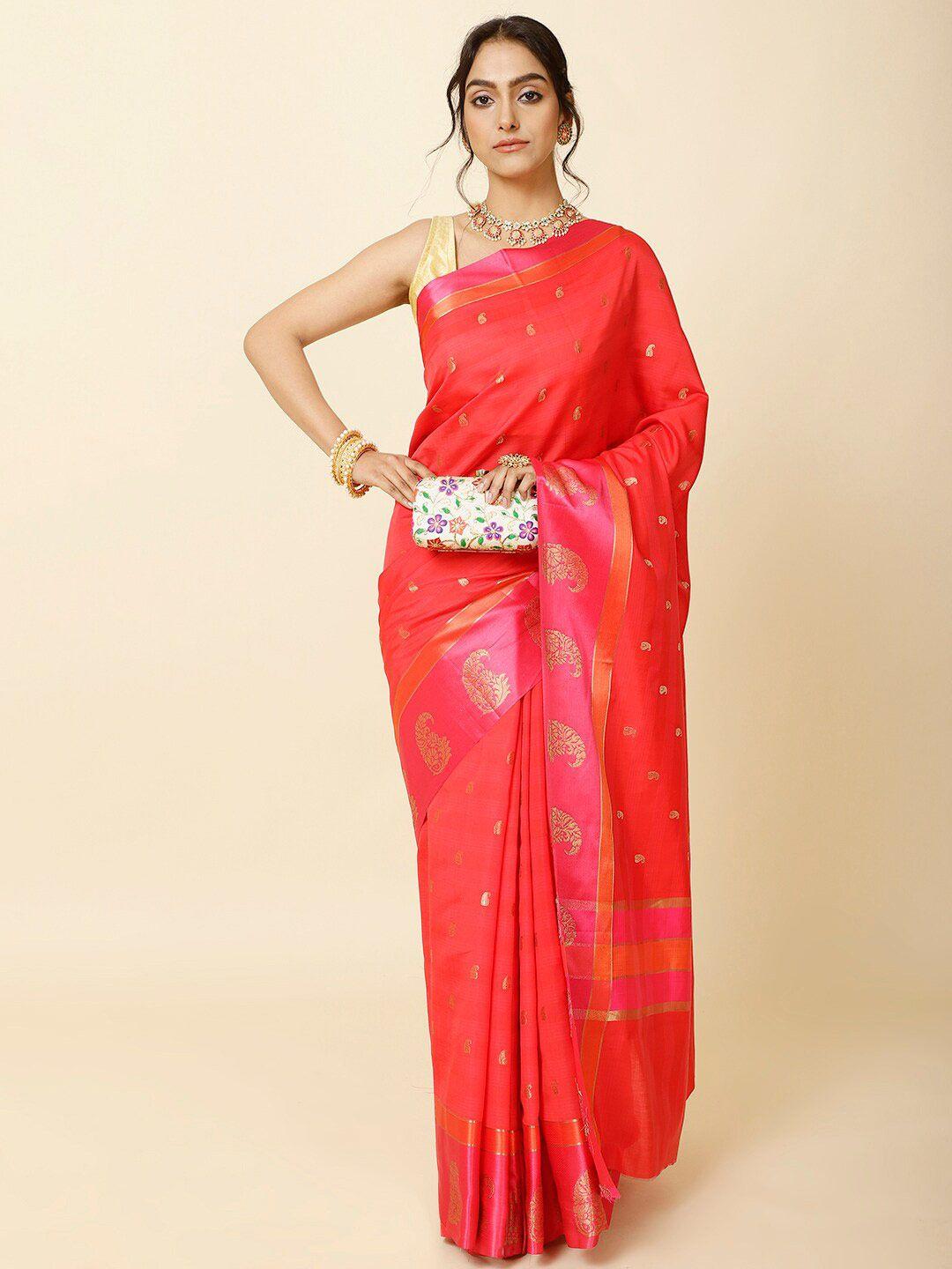meena bazaar ethnic motifs woven design zari saree