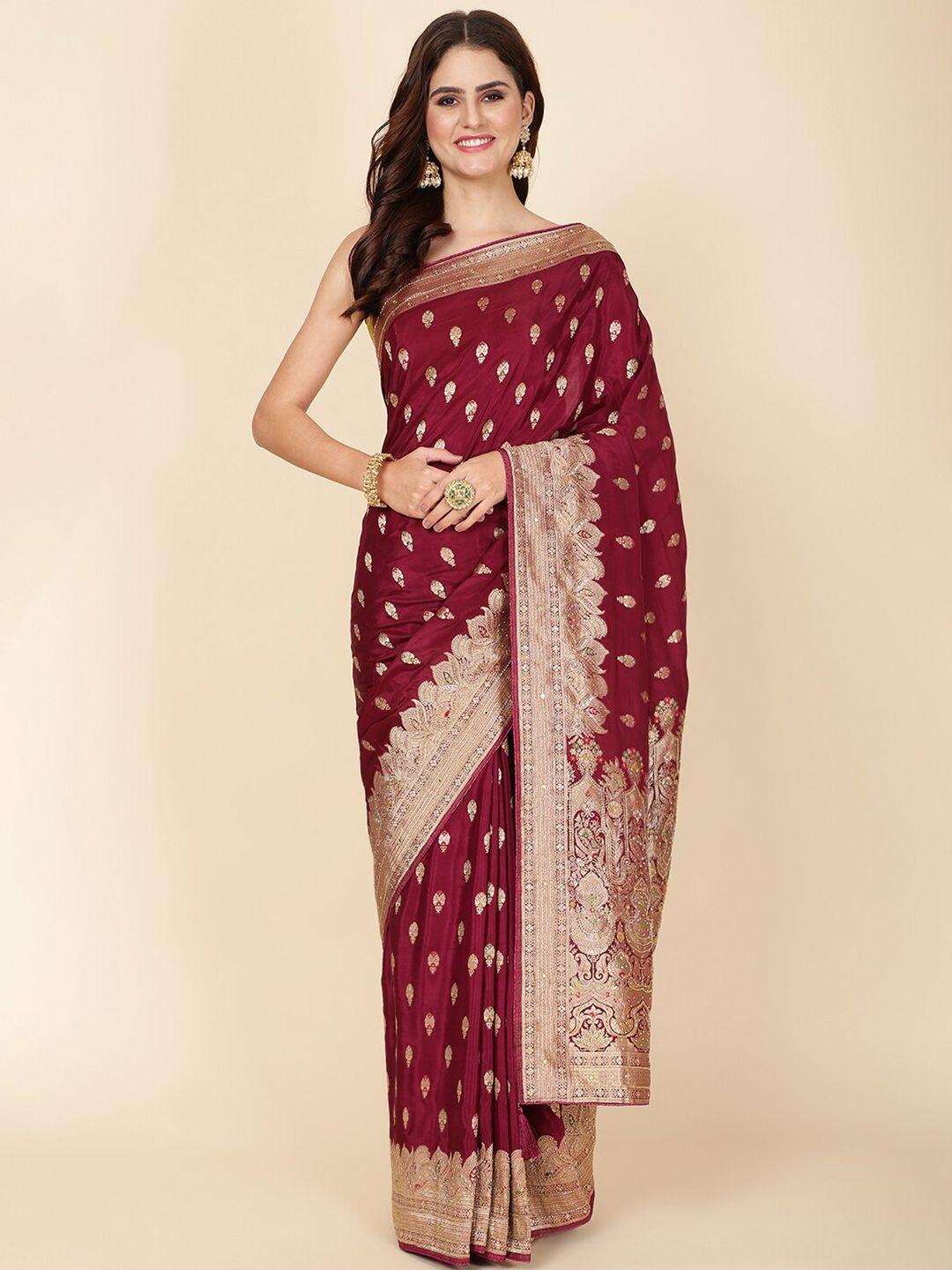 meena bazaar ethnic motifs woven design zari saree