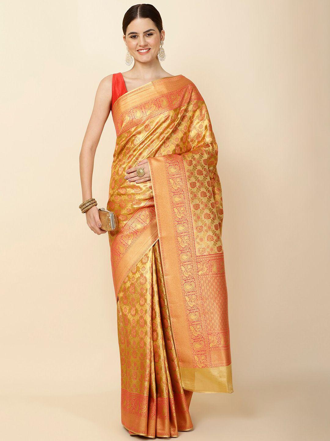 meena bazaar ethnic motifs woven design zari tissue saree