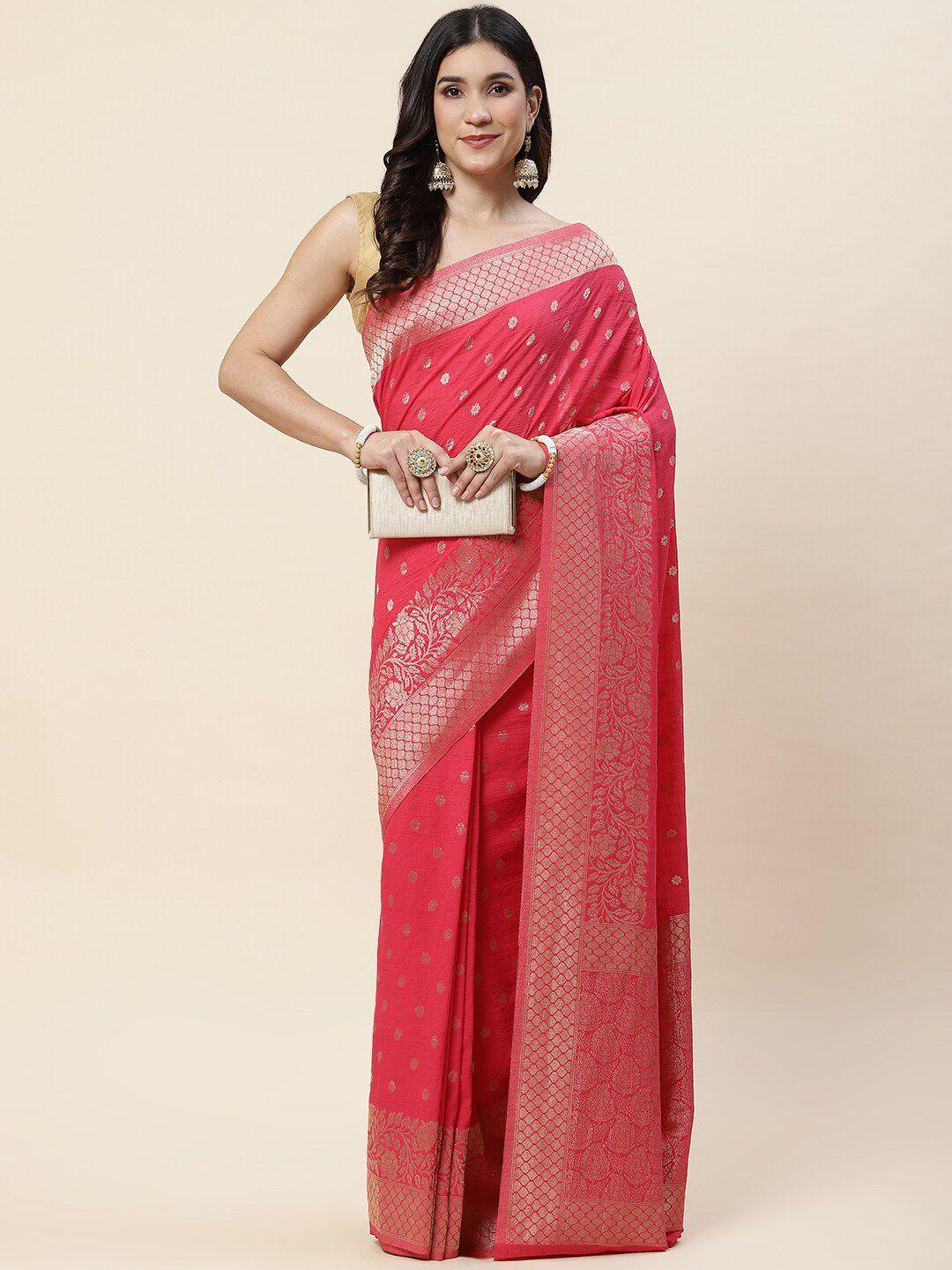 meena bazaar ethnic motifs woven design zari tissue tussar saree