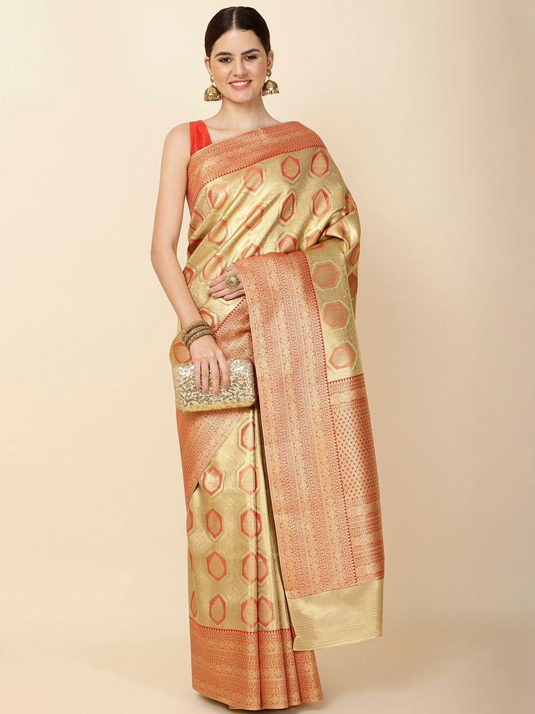 meena bazaar ethnic motifs zari tissue saree