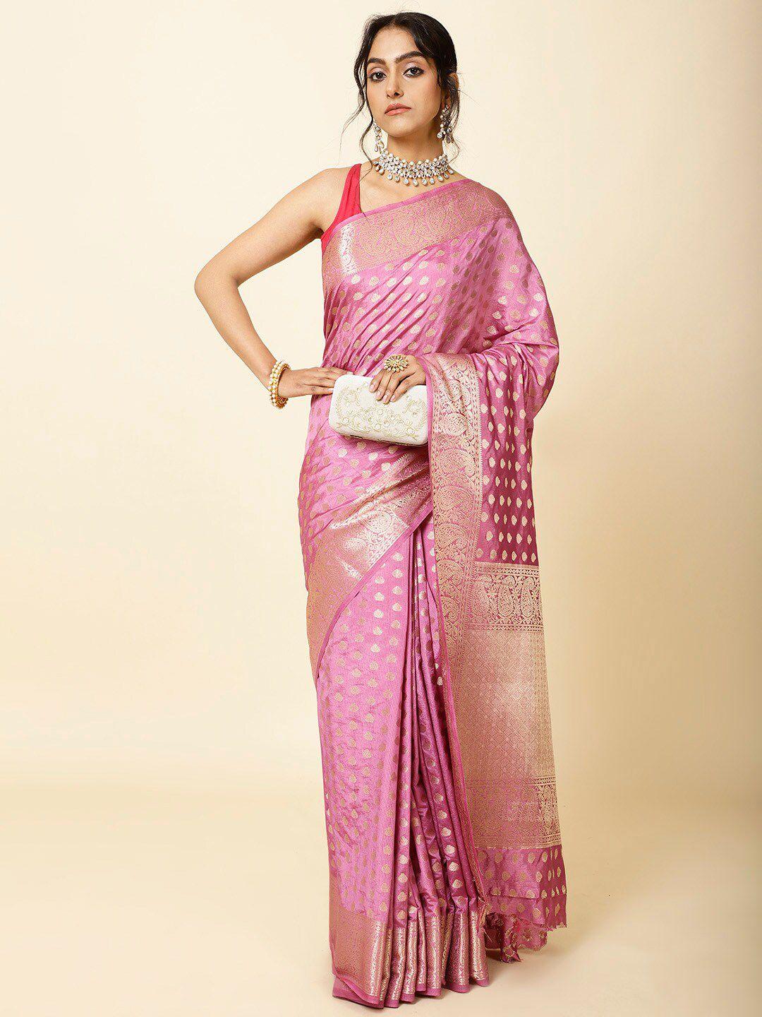 meena bazaar ethnic woven design zari art silk saree