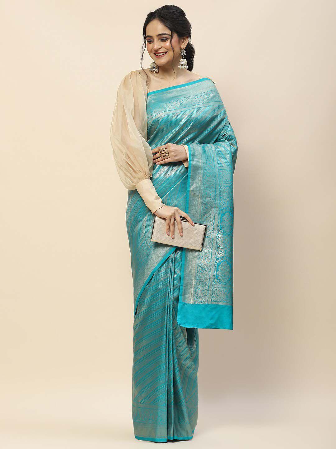 meena bazaar ethnic woven design zari art silk saree