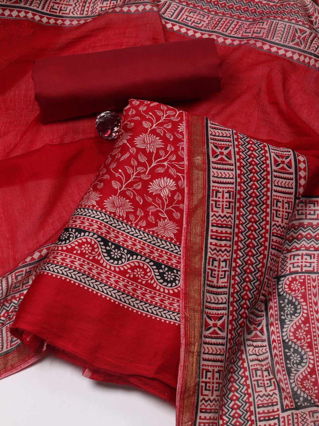 meena bazaar floral printed cotton unstitched dress material