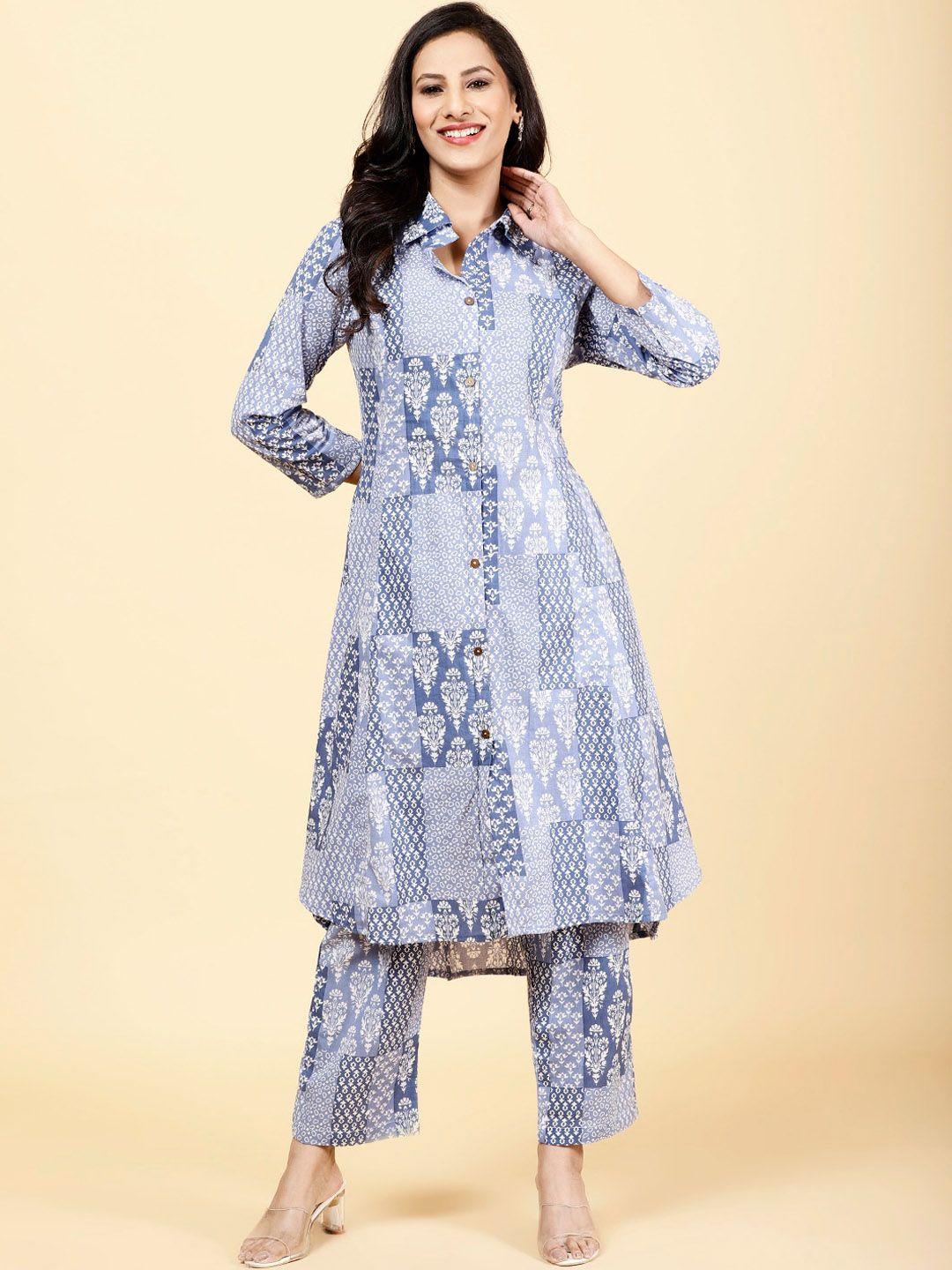 meena bazaar floral printed regular kurta with trousers