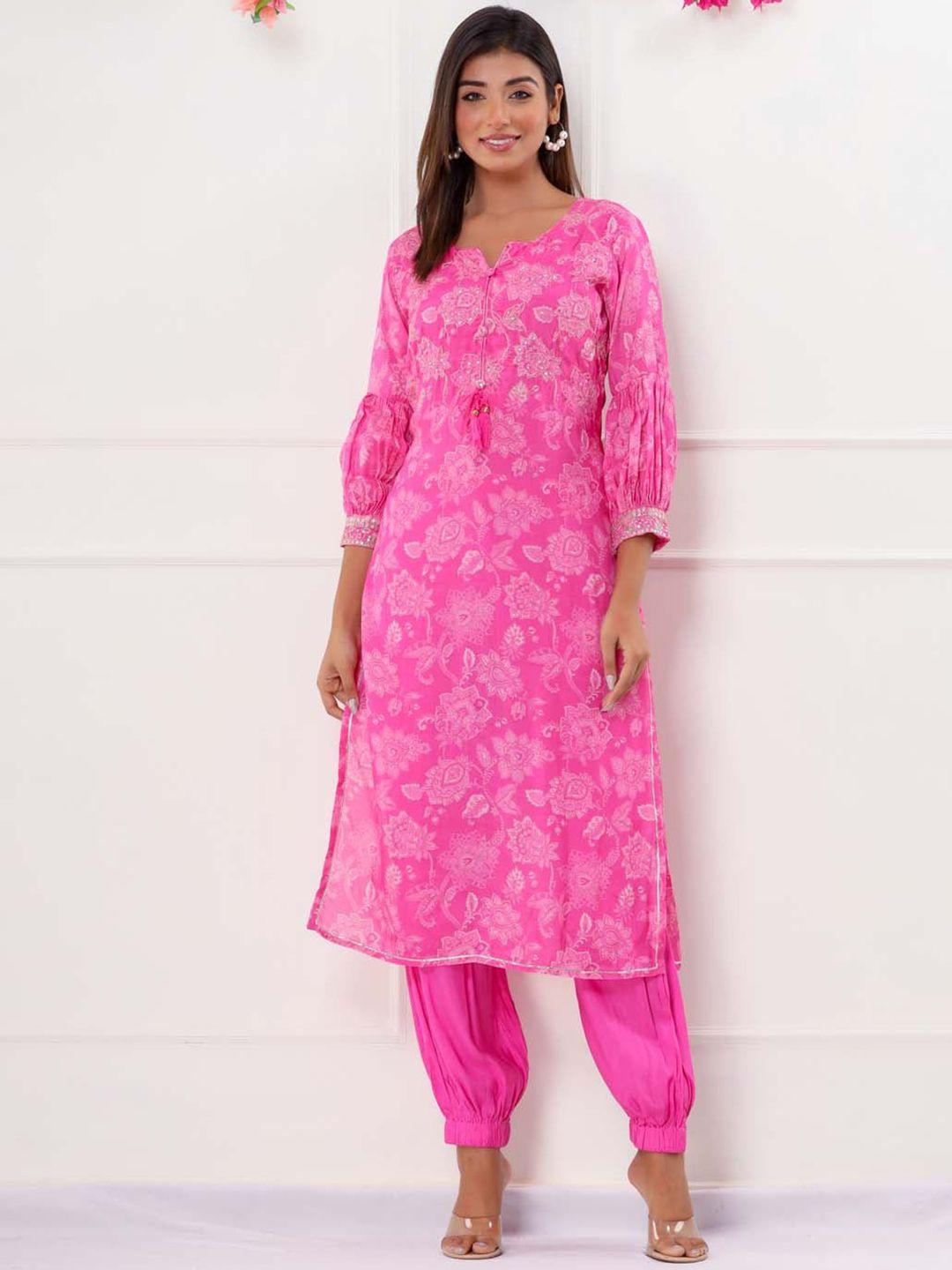 meena bazaar floral printed regular kurta with trousers