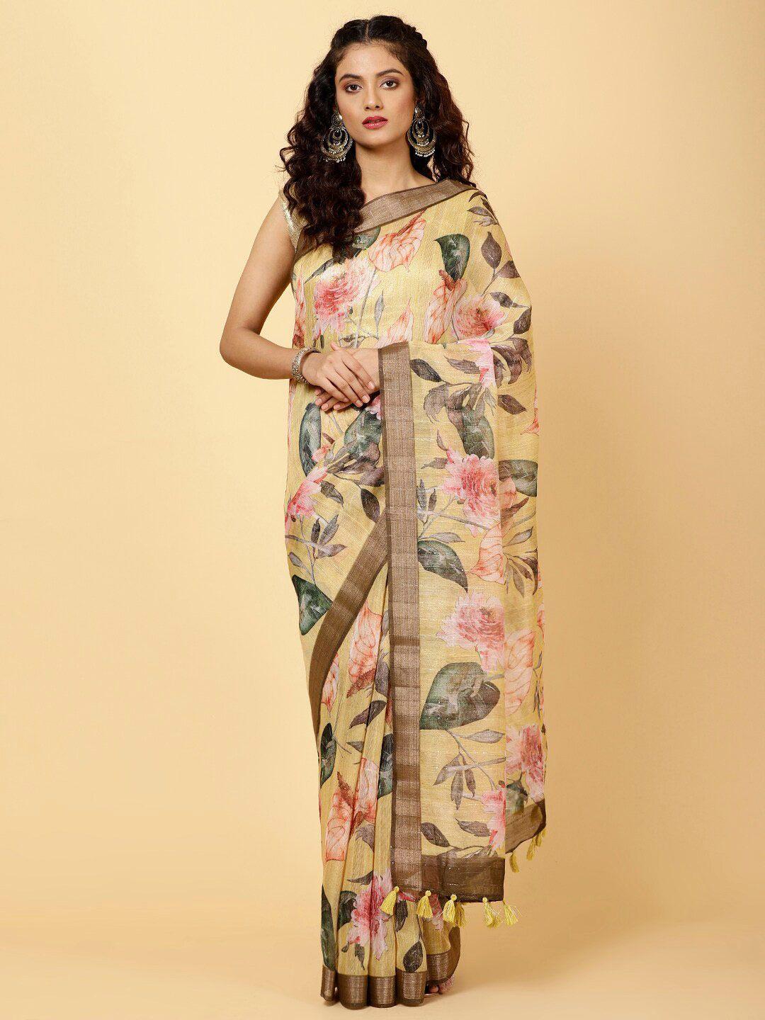 meena bazaar floral printed saree