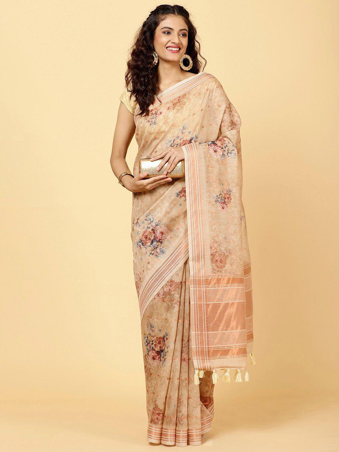 meena bazaar floral printed saree