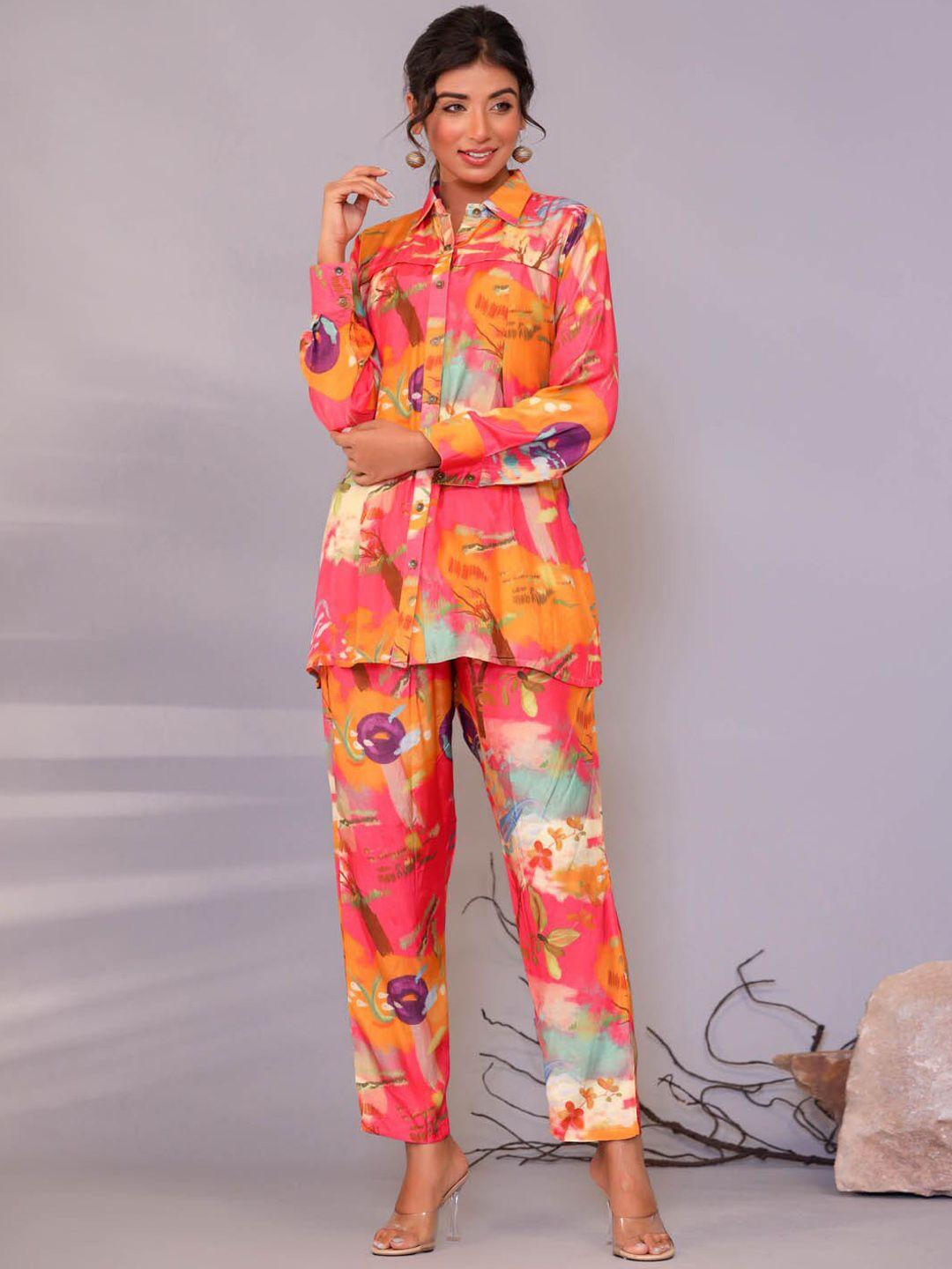 meena bazaar floral printed shirt with trousers
