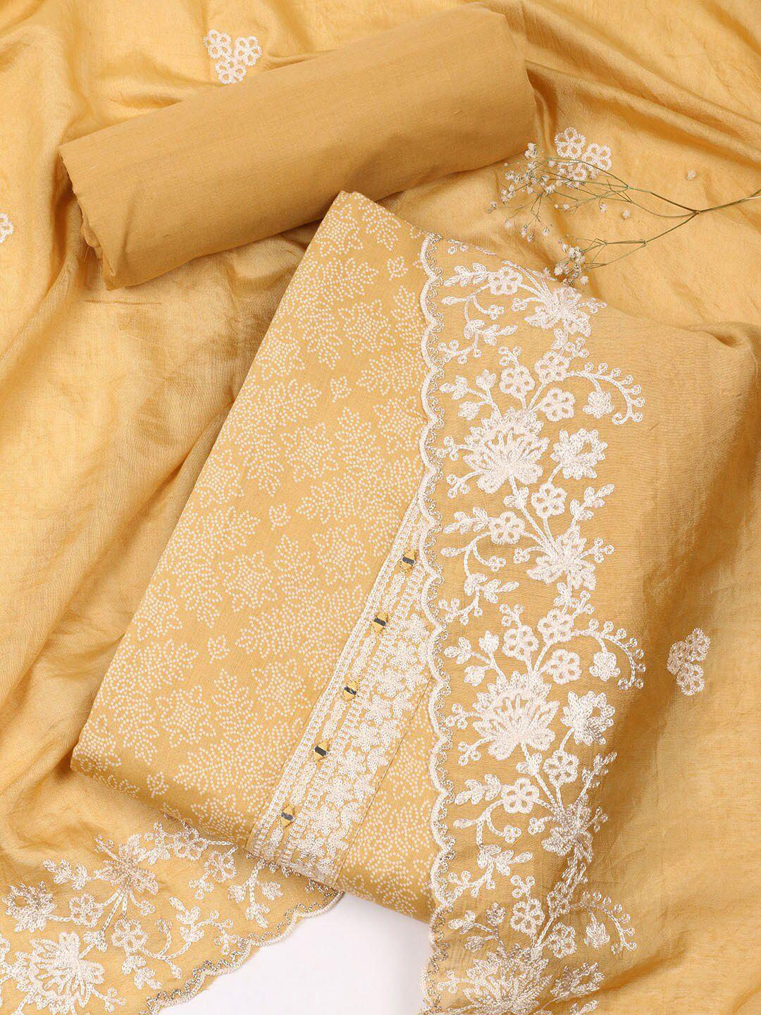 meena bazaar floral printed unstitched dress material