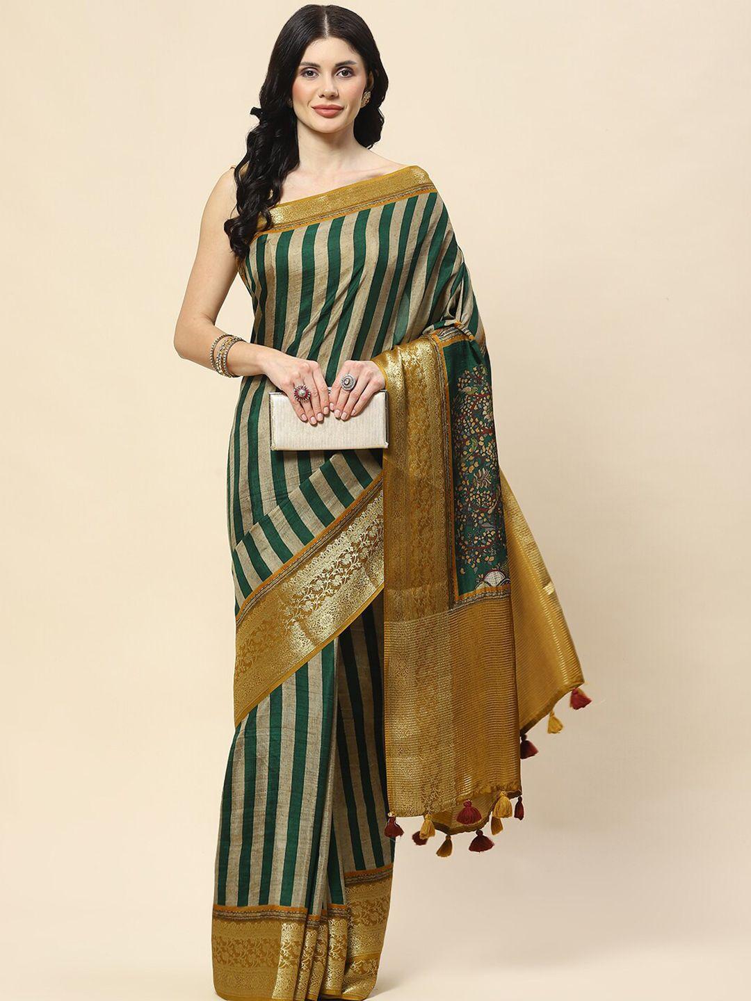 meena bazaar floral woven design art silk saree