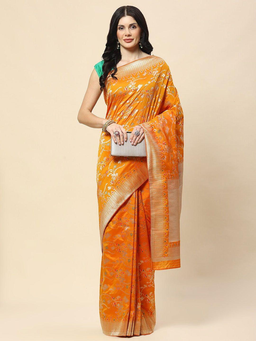 meena bazaar floral woven design art silk saree