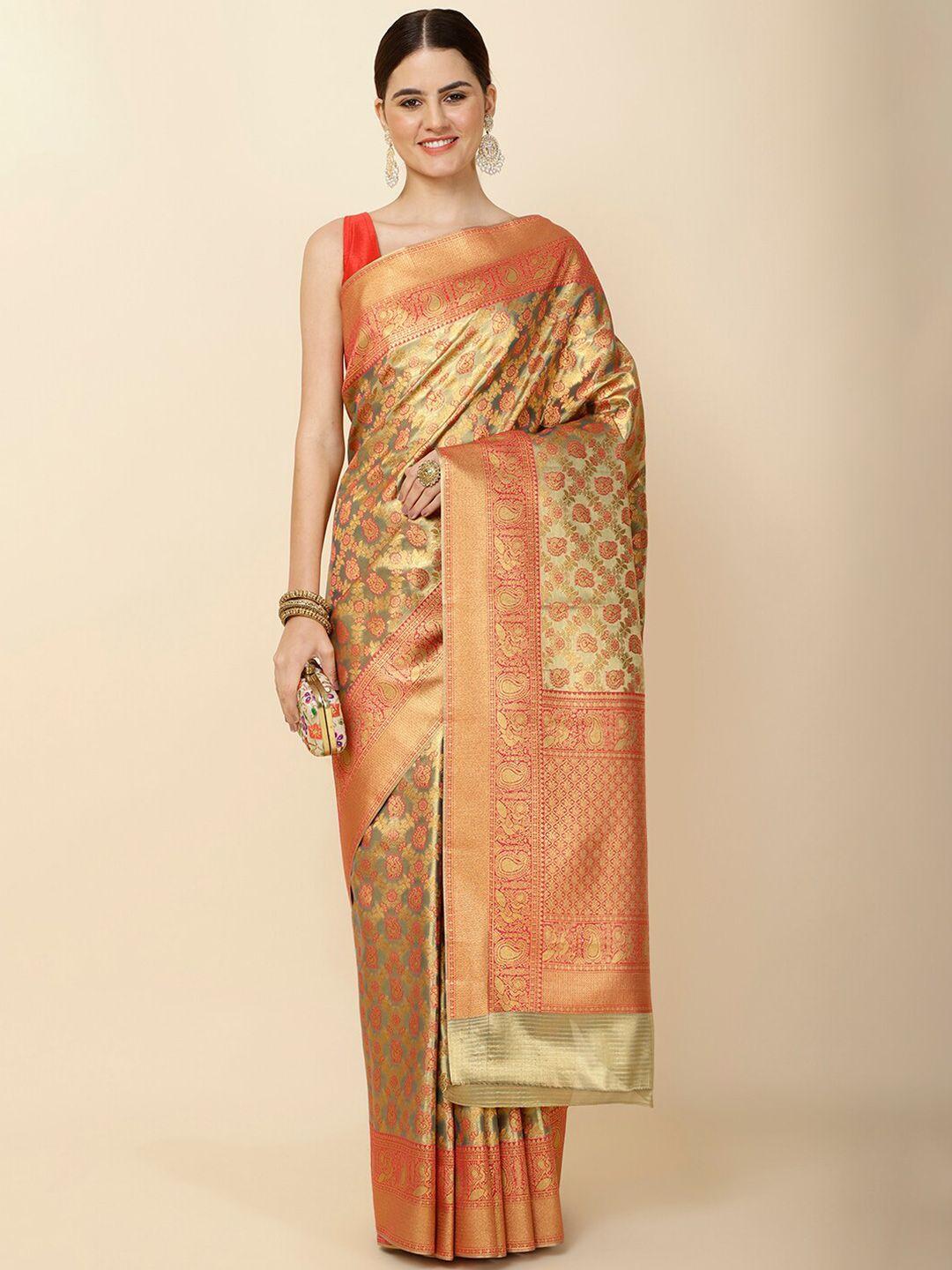 meena bazaar floral woven design tissue saree