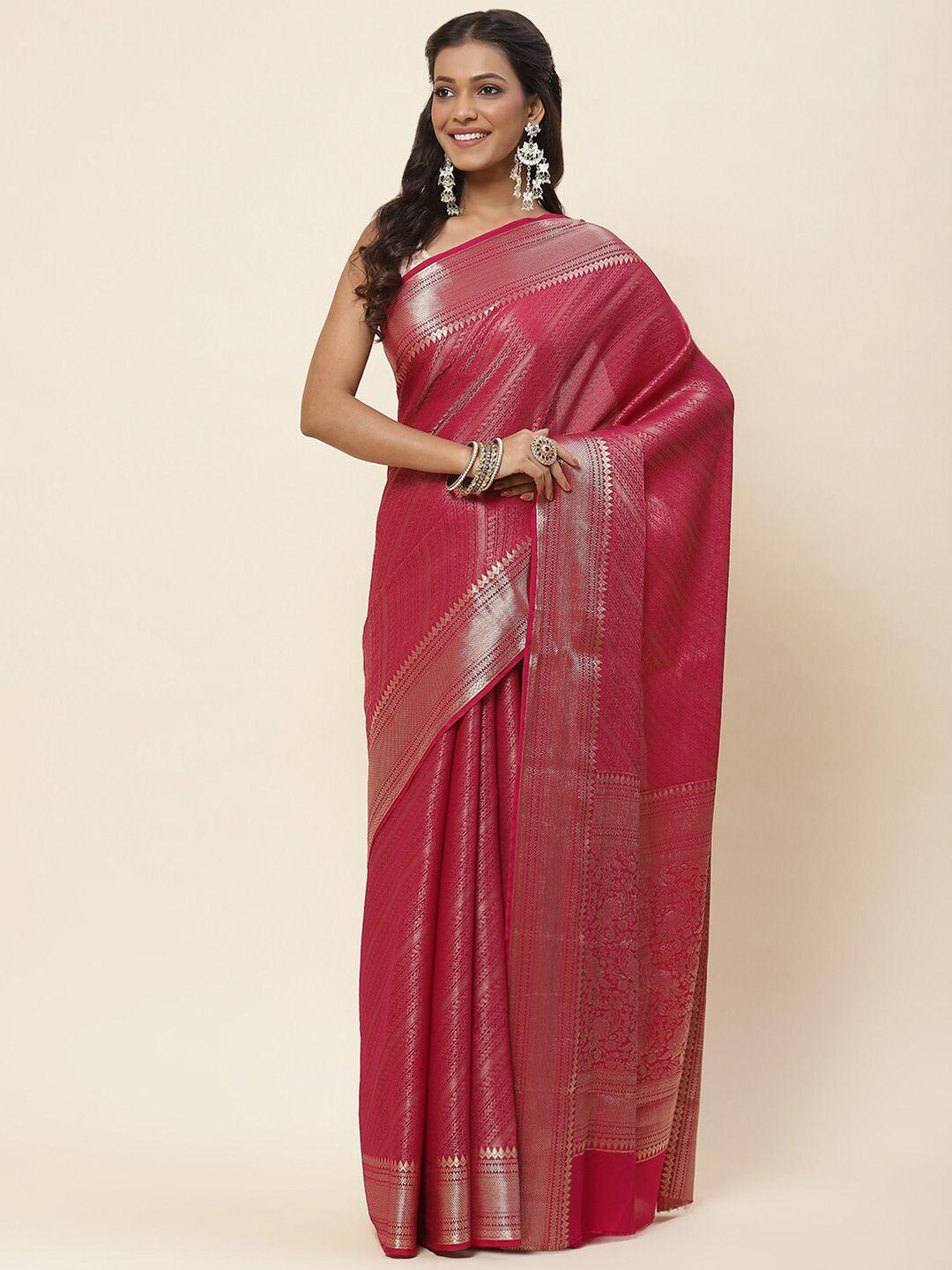 meena bazaar floral woven design zari art silk saree