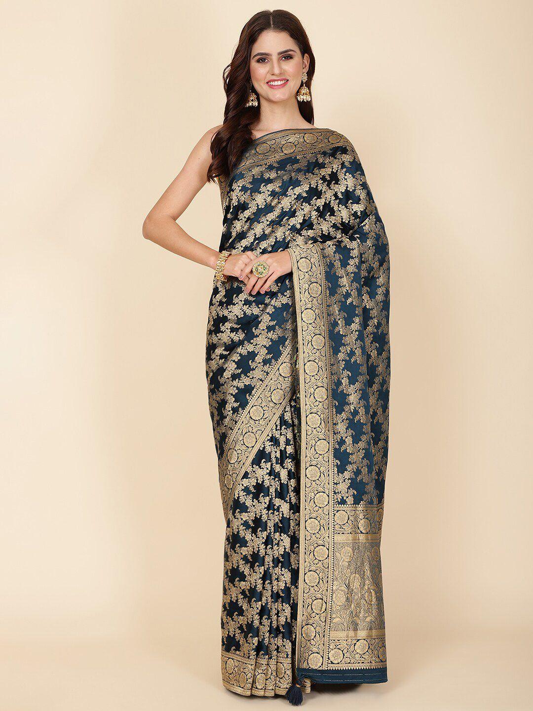 meena bazaar floral woven design zari saree