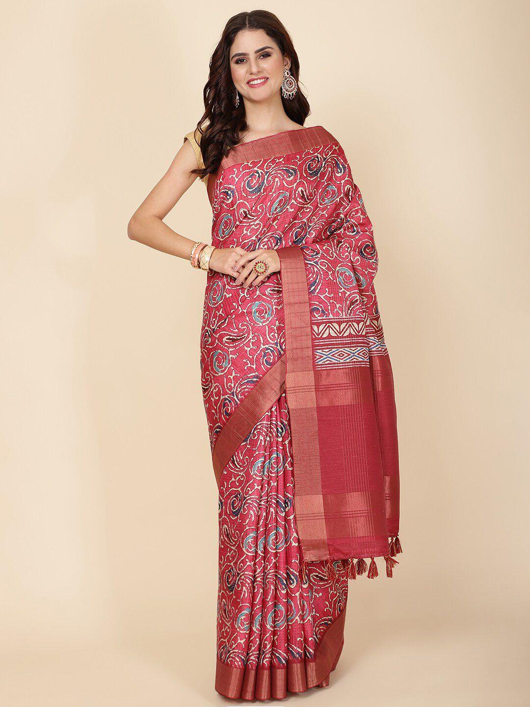 meena bazaar floral zari art silk saree