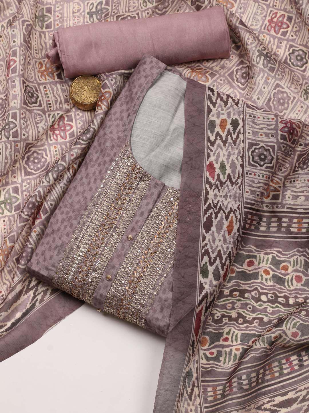 meena bazaar geometric printed unstitched dress material