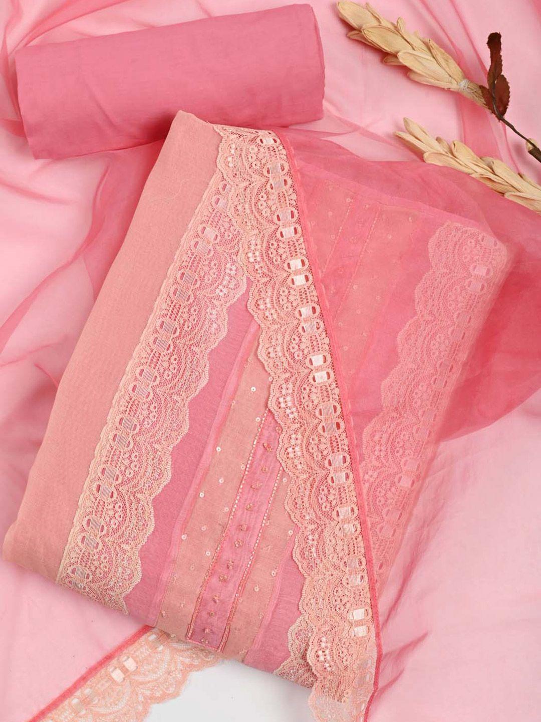 meena bazaar lace detail unstitched dress material