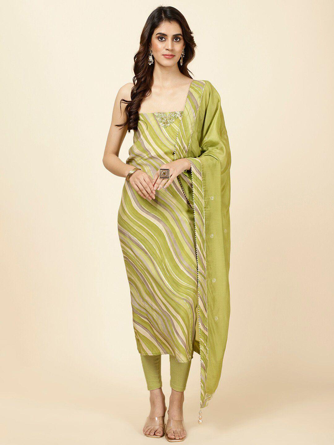 meena bazaar leheriya printed unstitched dress material
