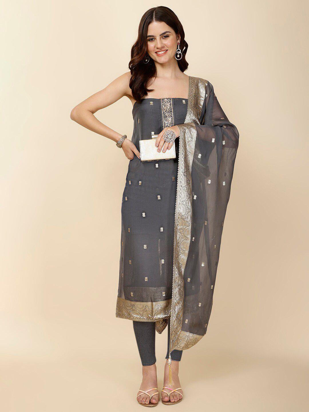 meena bazaar organza unstitched dress material