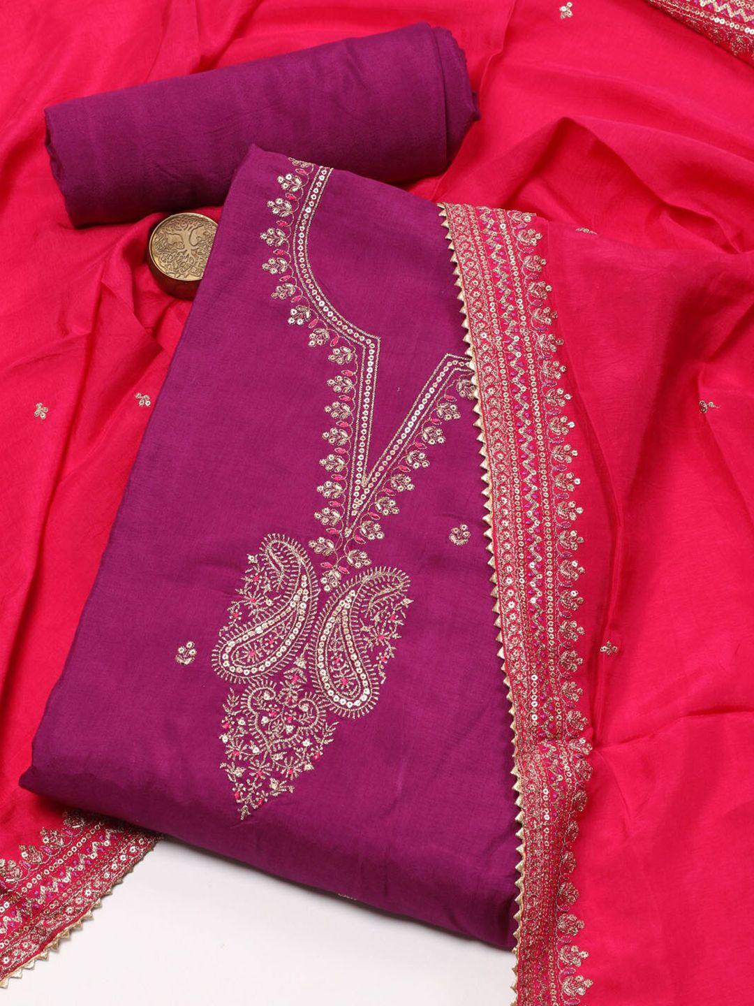 meena bazaar paisley embroidered gotta patti unstitched dress material
