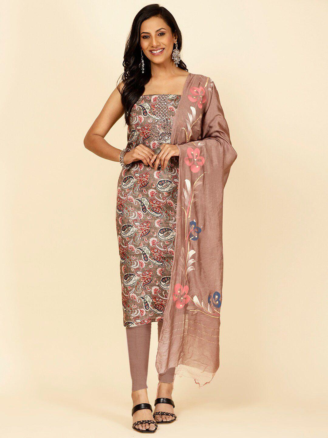 meena bazaar paisley printed unstitched dress material
