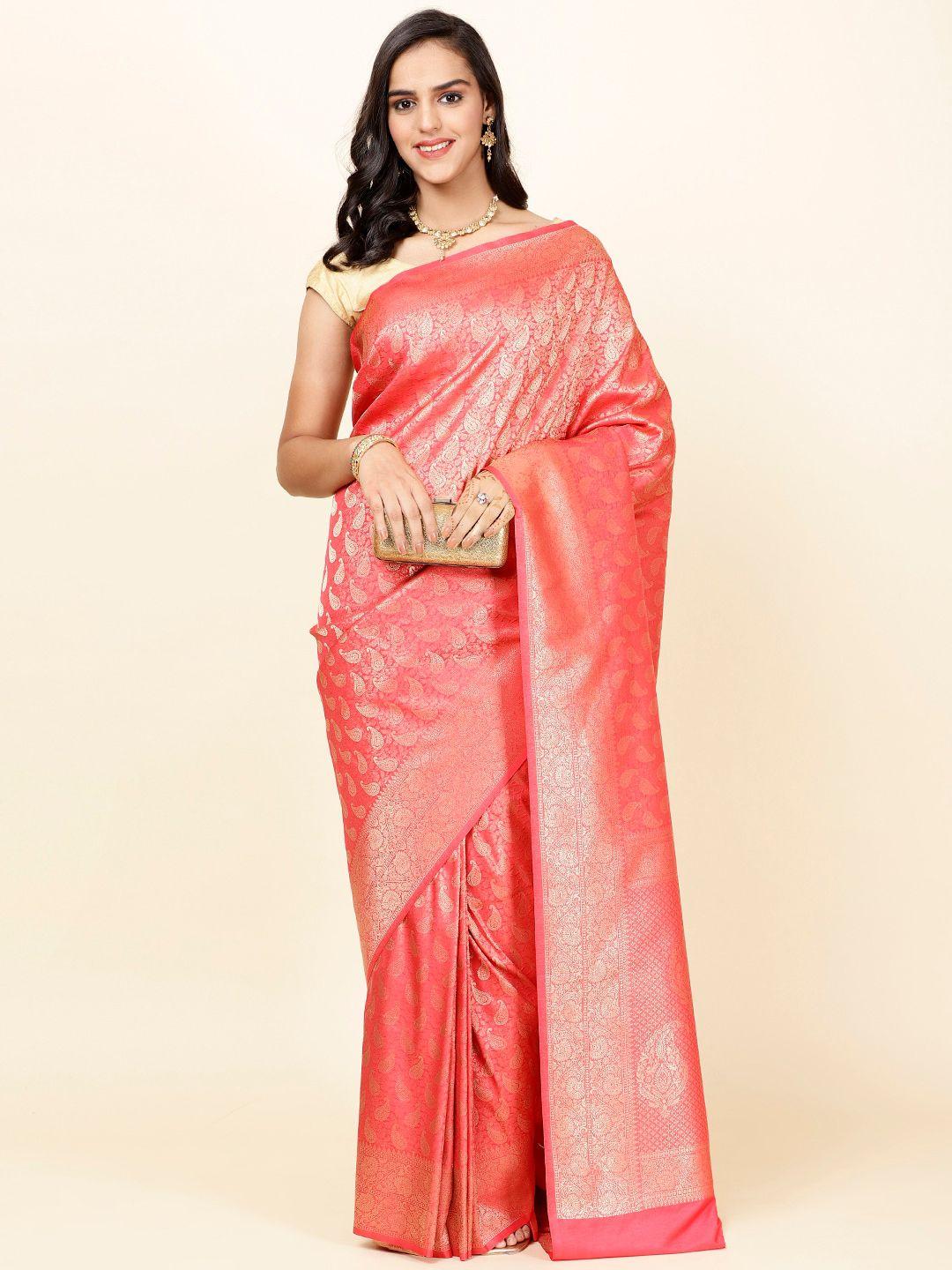 meena bazaar paisley woven design zari art silk saree