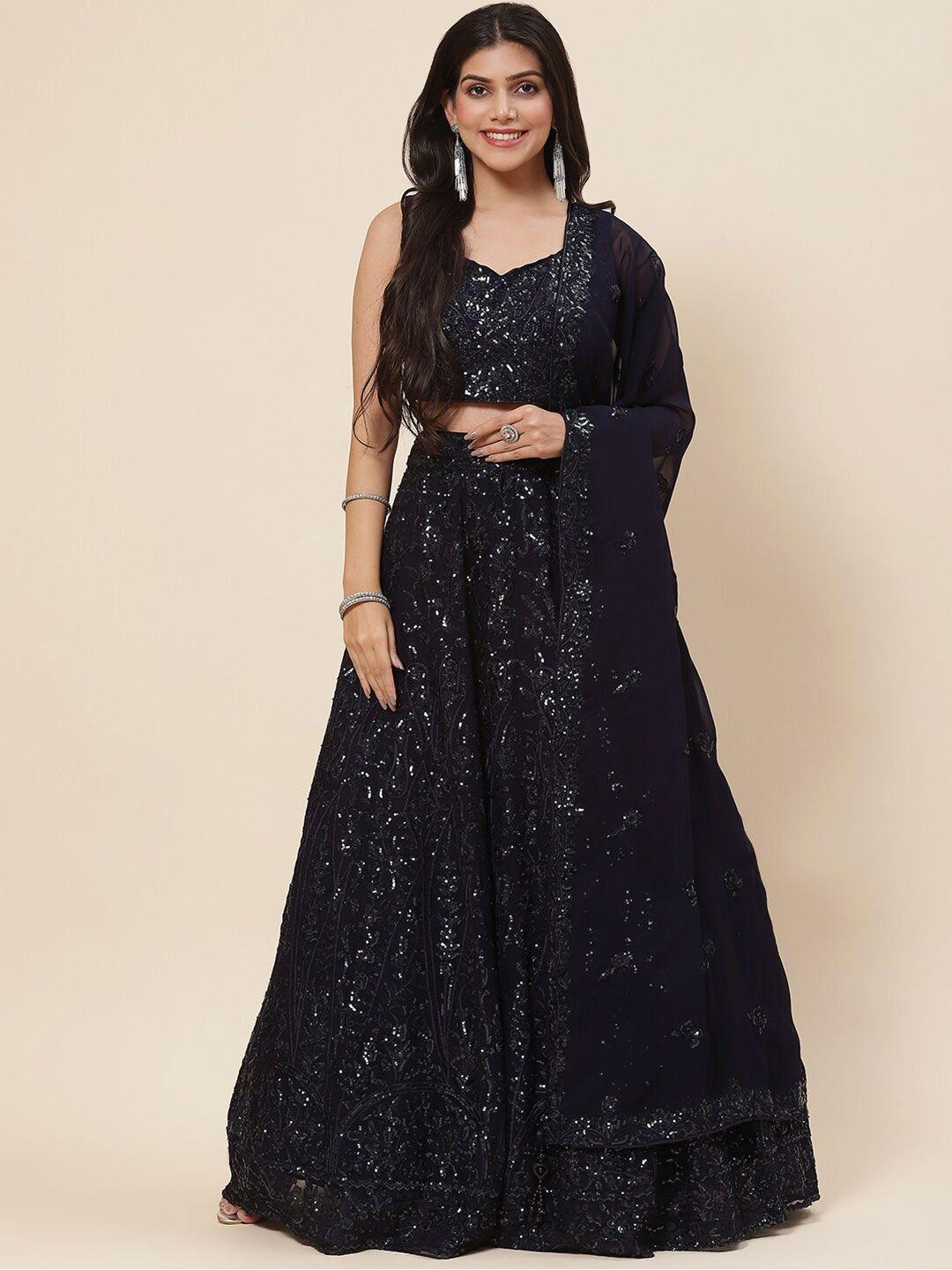 meena bazaar sequinned ready to wear lehenga & blouse with dupatta