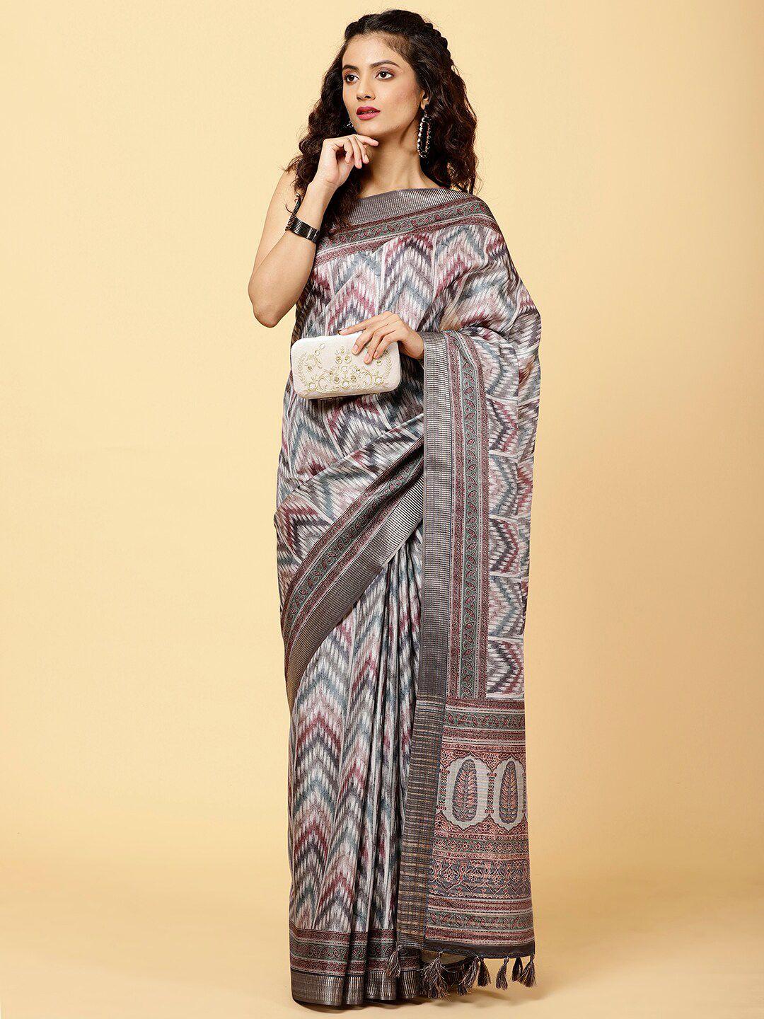 meena bazaar striped woven design border saree