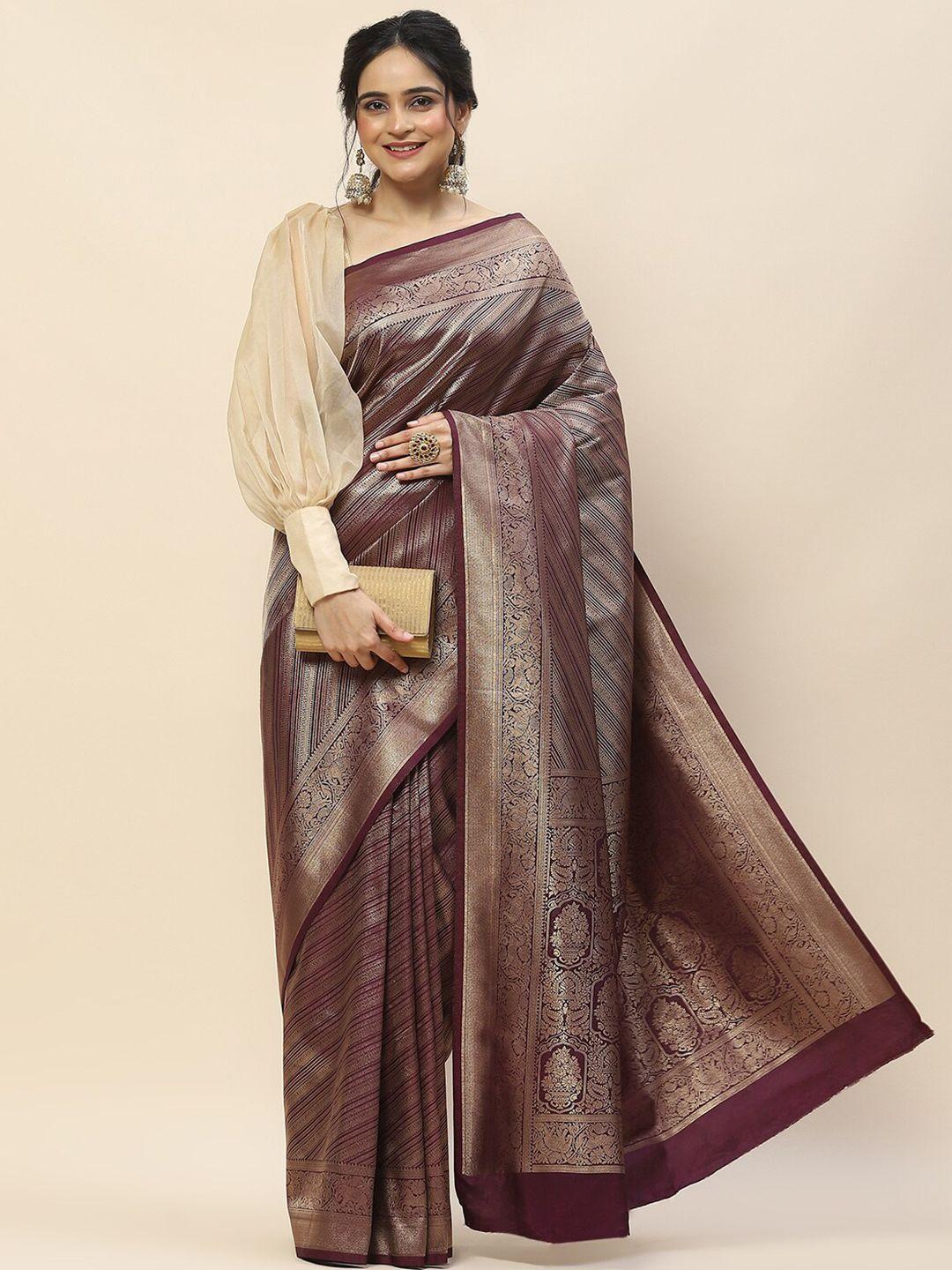 meena bazaar striped woven design zari art silk saree