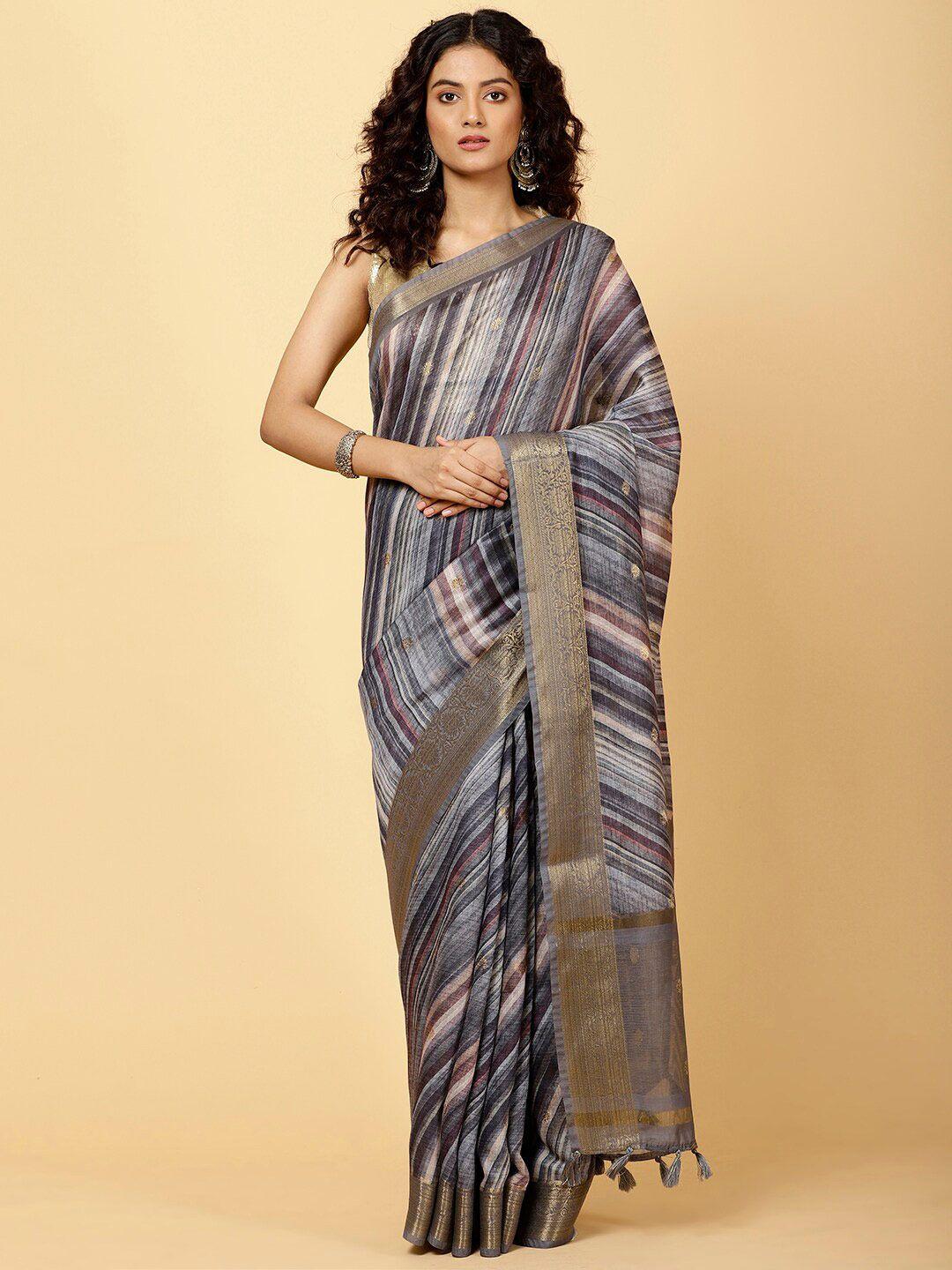 meena bazaar striped zari saree