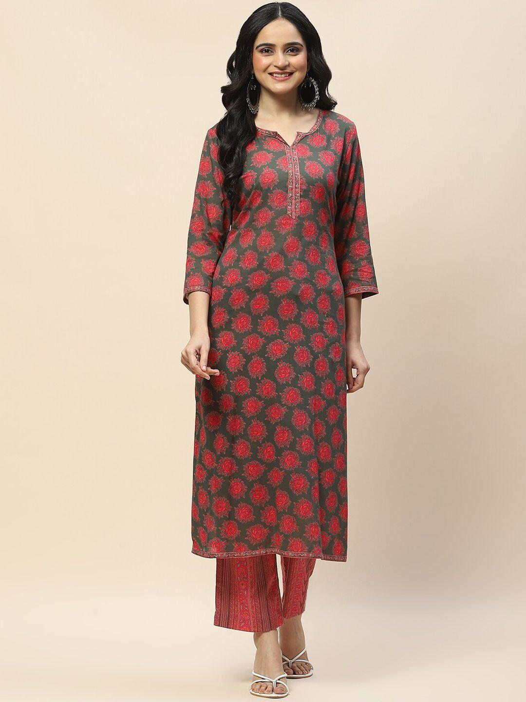 meena bazaar women floral print kurta with trousers