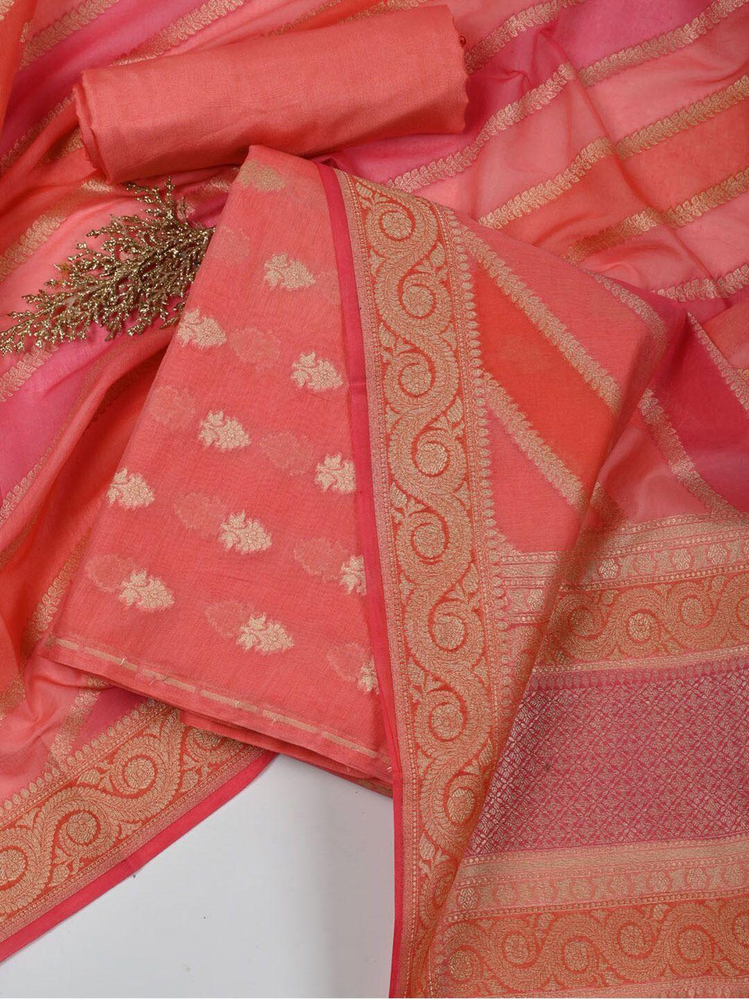 meena bazaar woven design art silk unstitched dress material