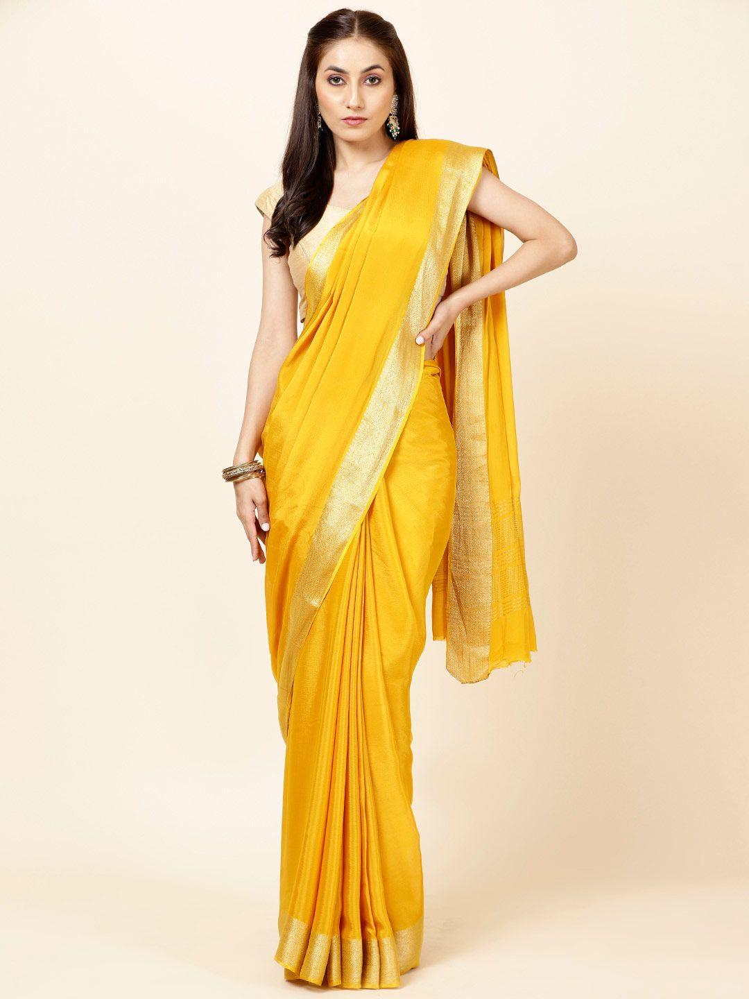 meena bazaar woven design border zari saree