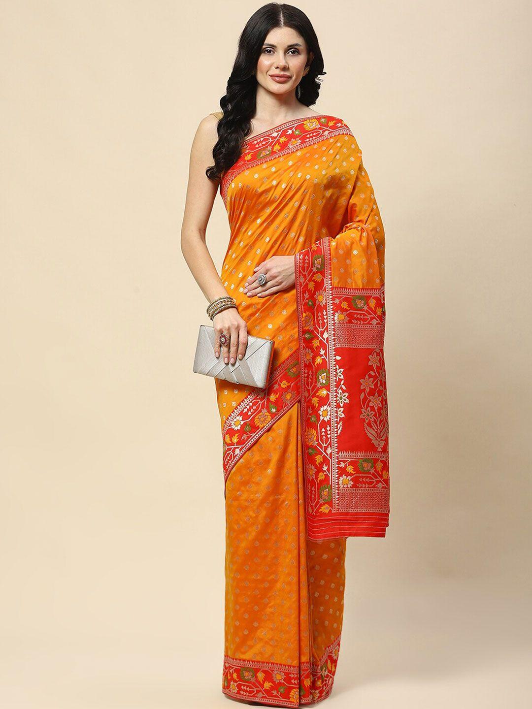meena bazaar woven design floral zari banarasi saree