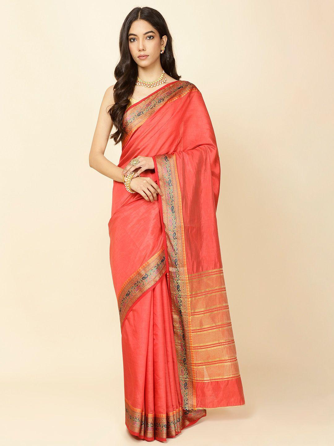 meena bazaar woven design handloom saree
