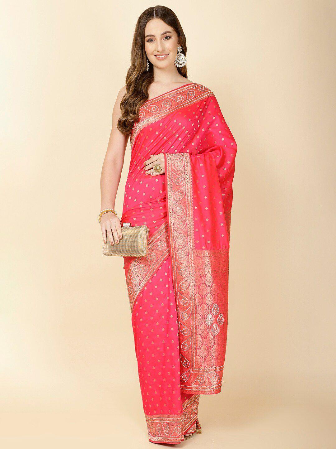 meena bazaar woven design zari art silk banarasi saree