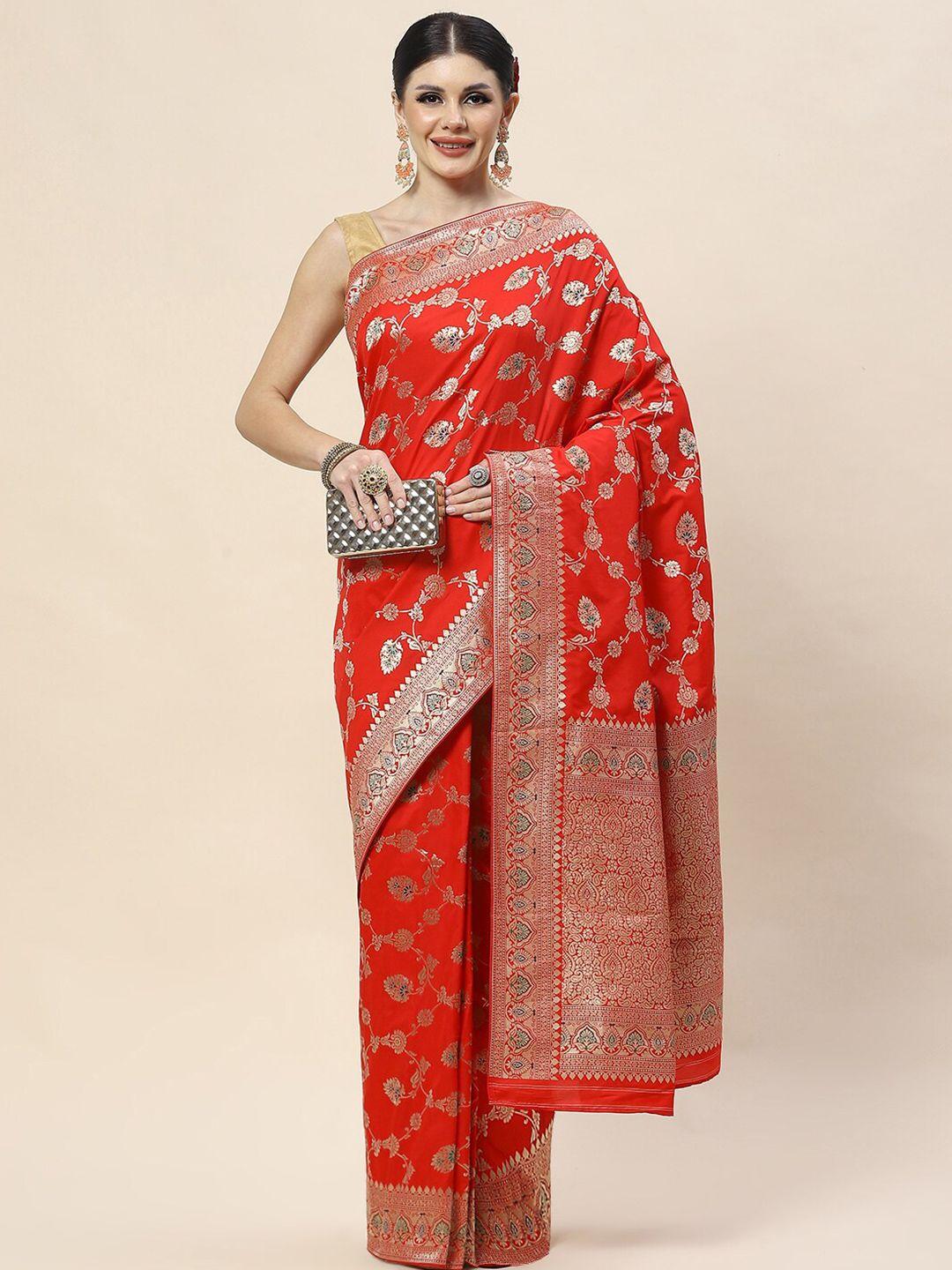 meena bazaar woven design zari banarasi saree