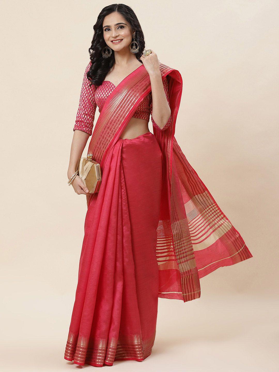 meena bazaar woven design zari saree