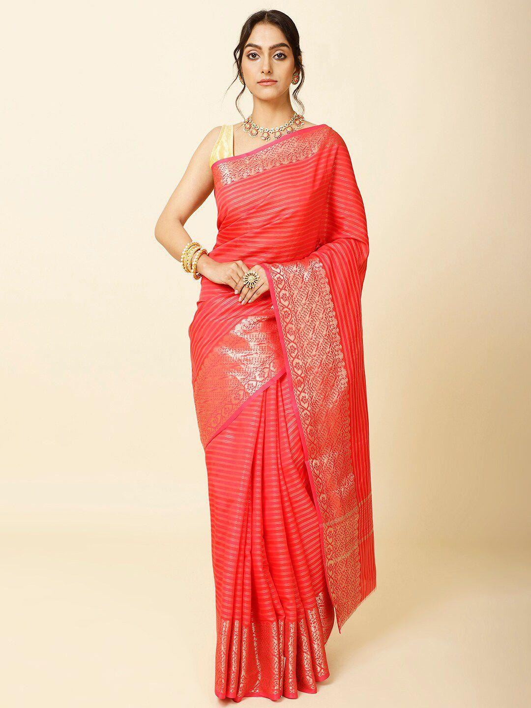 meena bazaar woven design zari saree