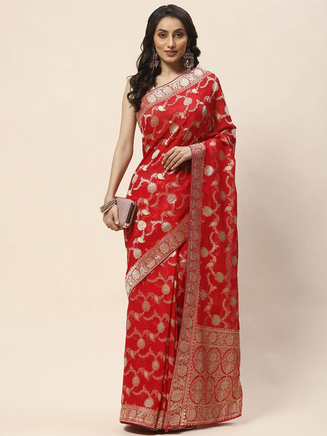 meena bazaar woven design zari saree