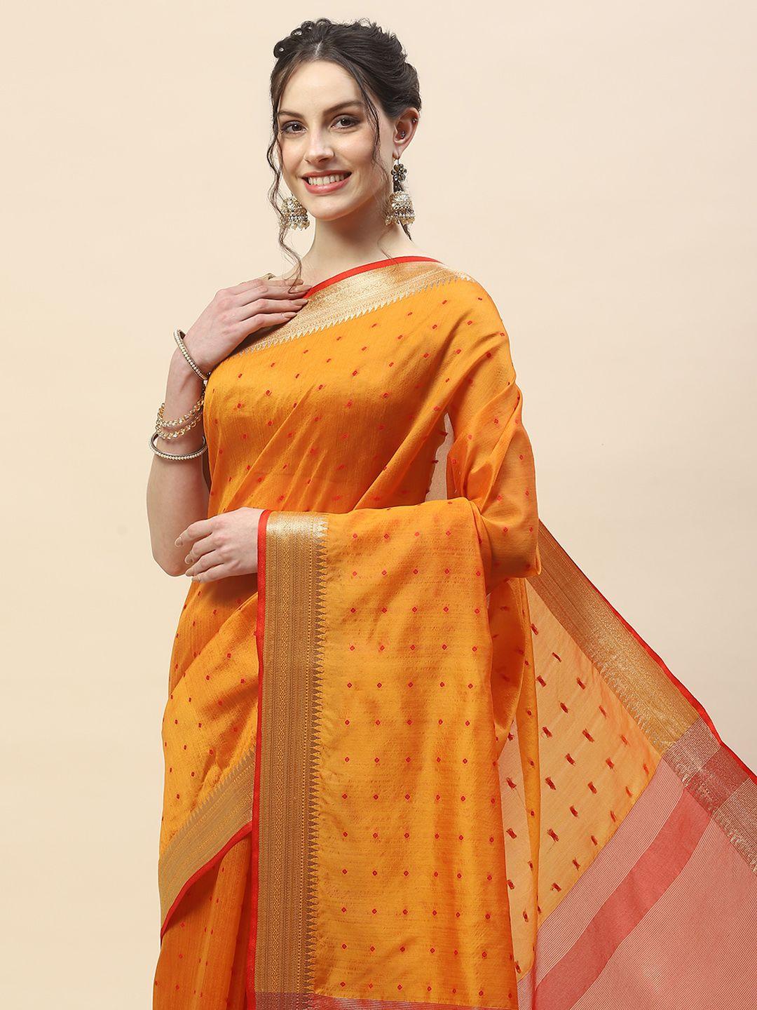 meena bazaar woven design zari tussar saree