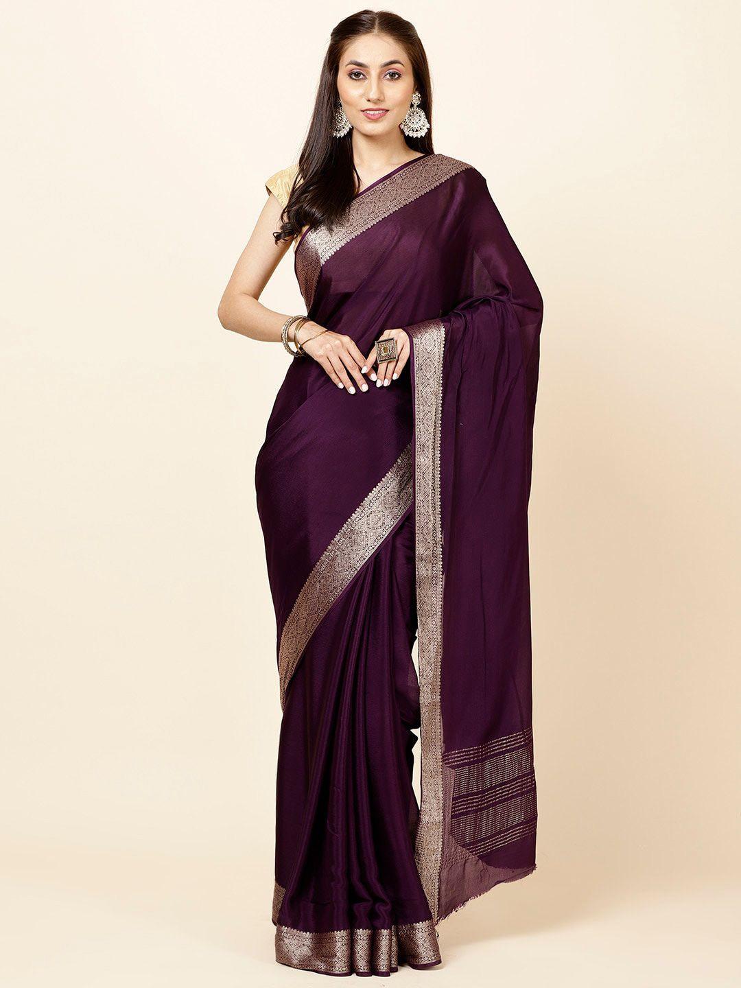 meena bazaar zari poly crepe saree