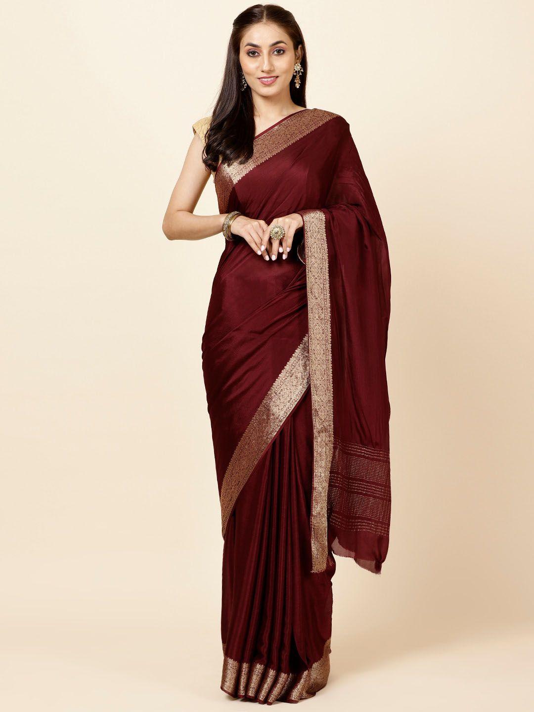 meena bazaar zari poly crepe saree