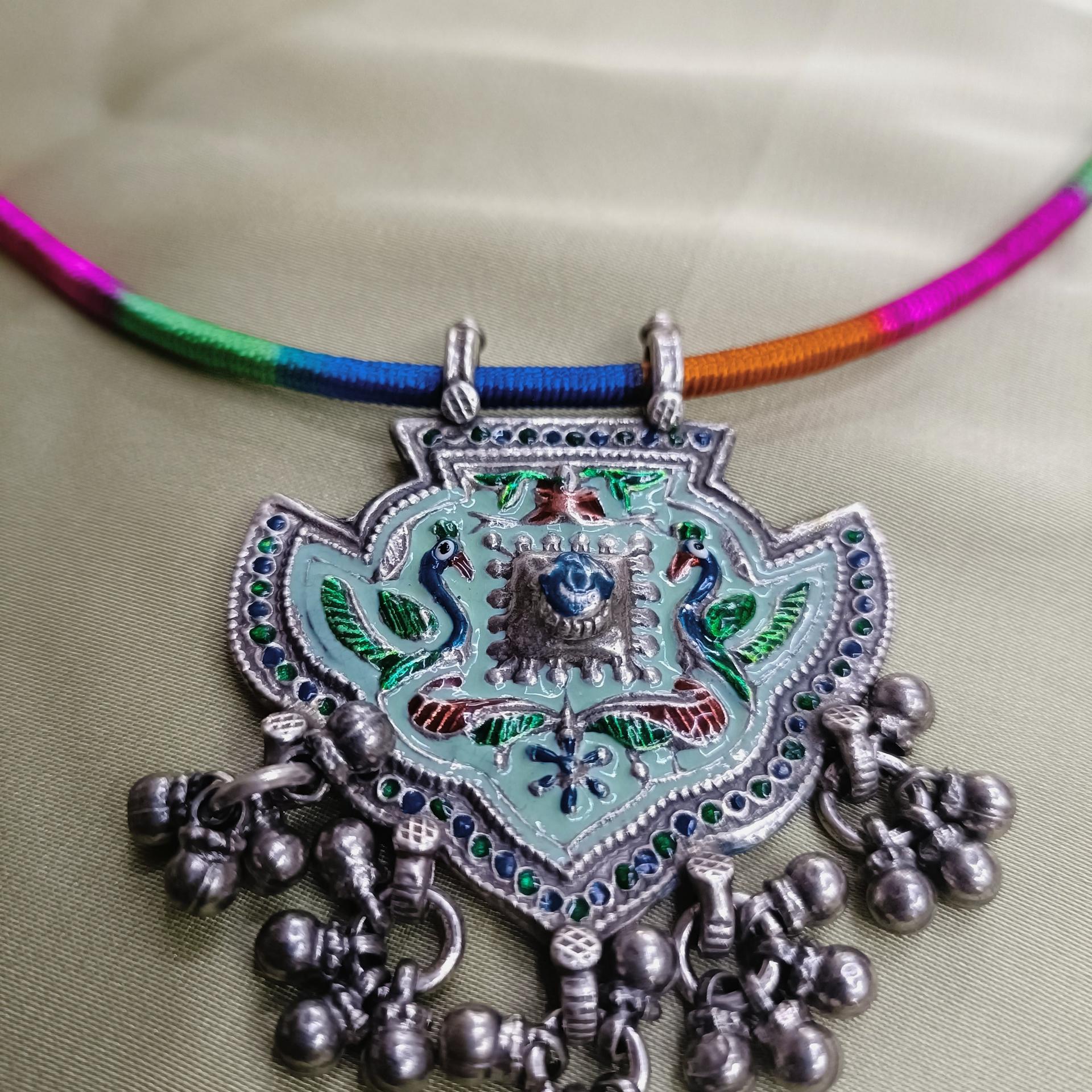 meenakari work 92.5 silver neckpiece