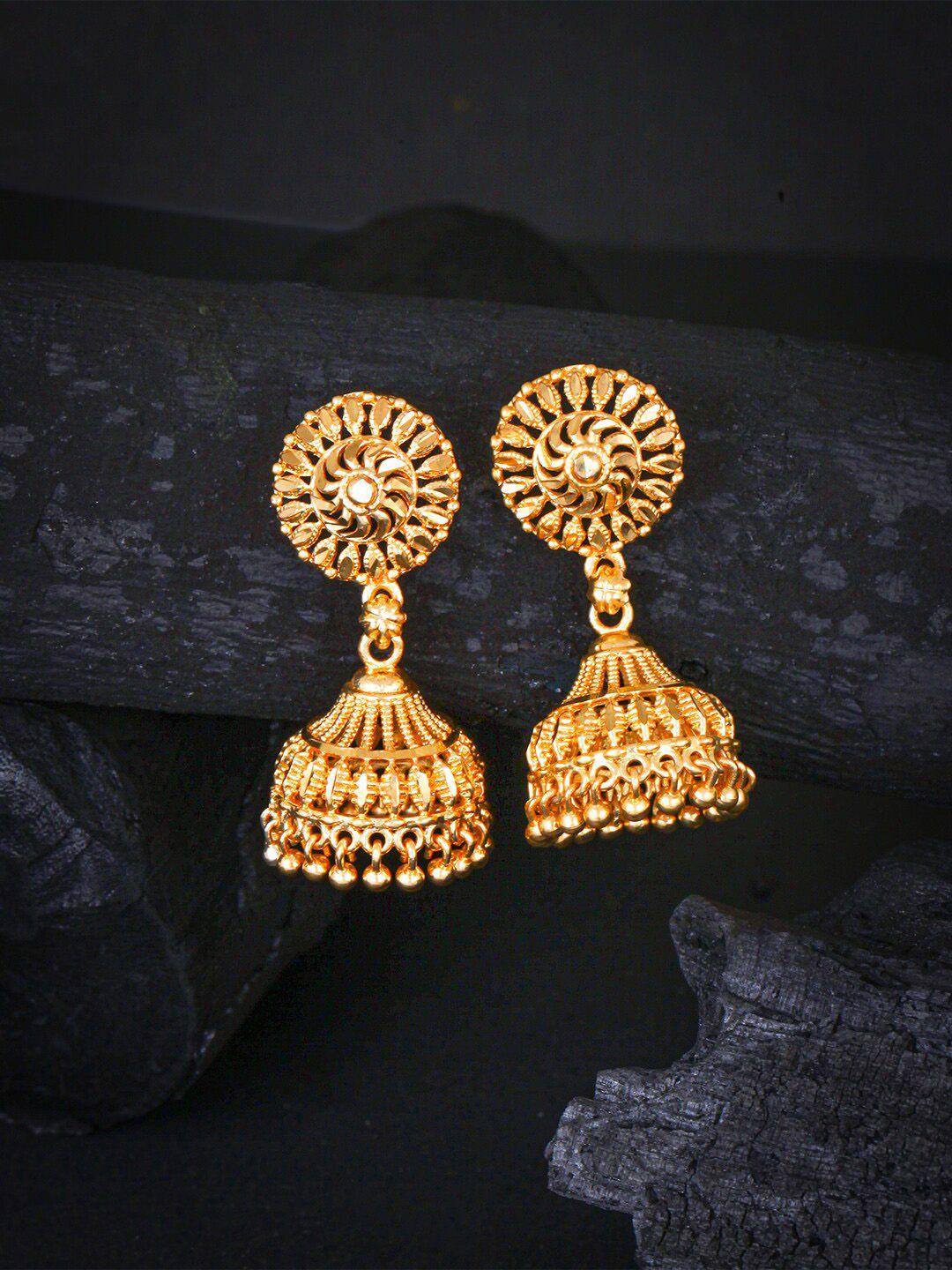 meenaz gold-toned circular drop earrings