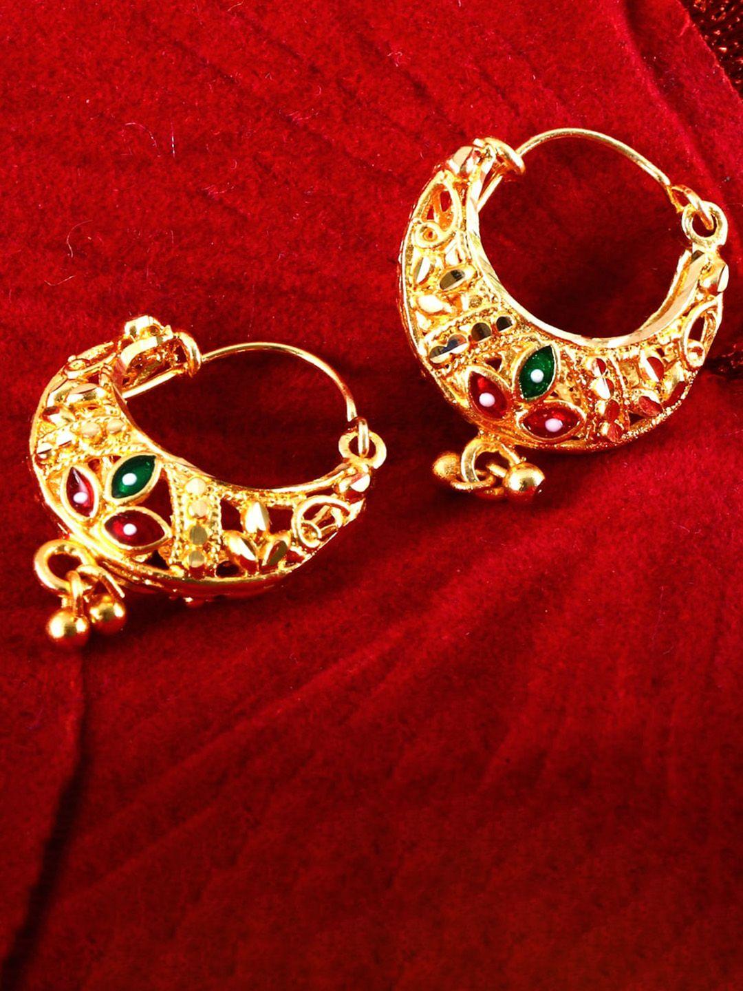 meenaz gold-toned circular hoop earrings