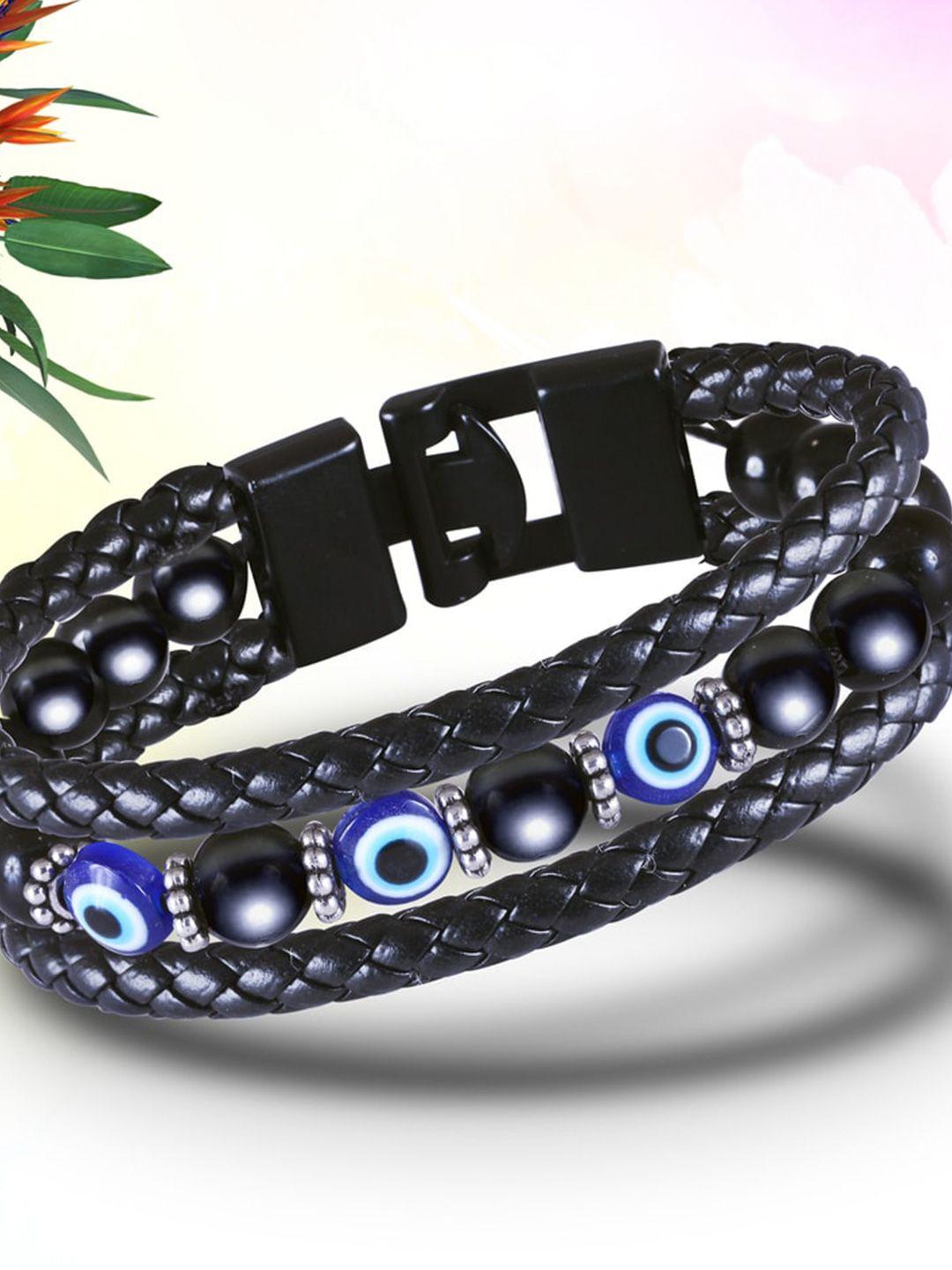 meenaz men evil eye leather bracelet